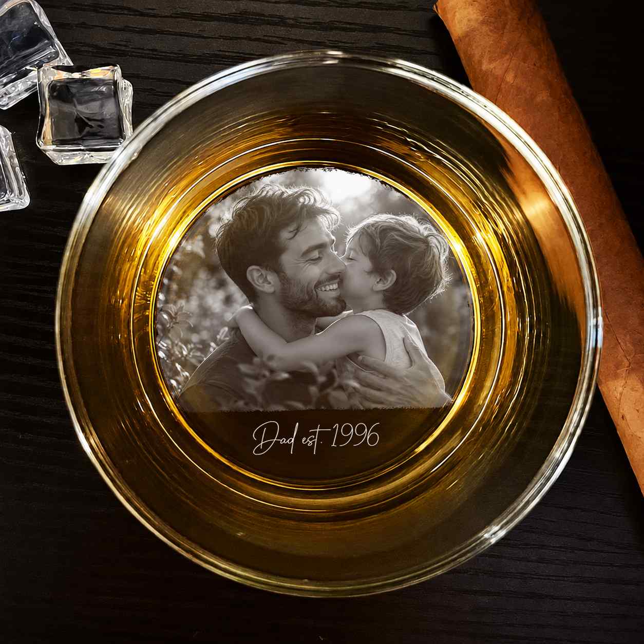 Custom photo dad est whiskey glass personalized portrait gift for grandpa and new dad