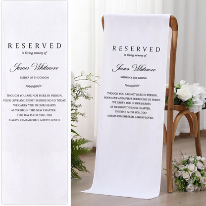 Memorial Wedding Chair Sign, Reserved Banner for Loved Ones, In Loving Memory Sign, Ceremony Tribute, Wedding Aisle Decor, Rustic Accent