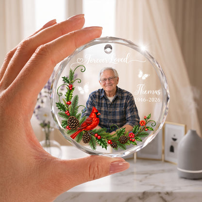 Personalized Memorial Photo Ornament, 2 Sides Printed Forever Loved Heart Ornament, In Loving Memory Christmas Keepsake, Sympathy Gift