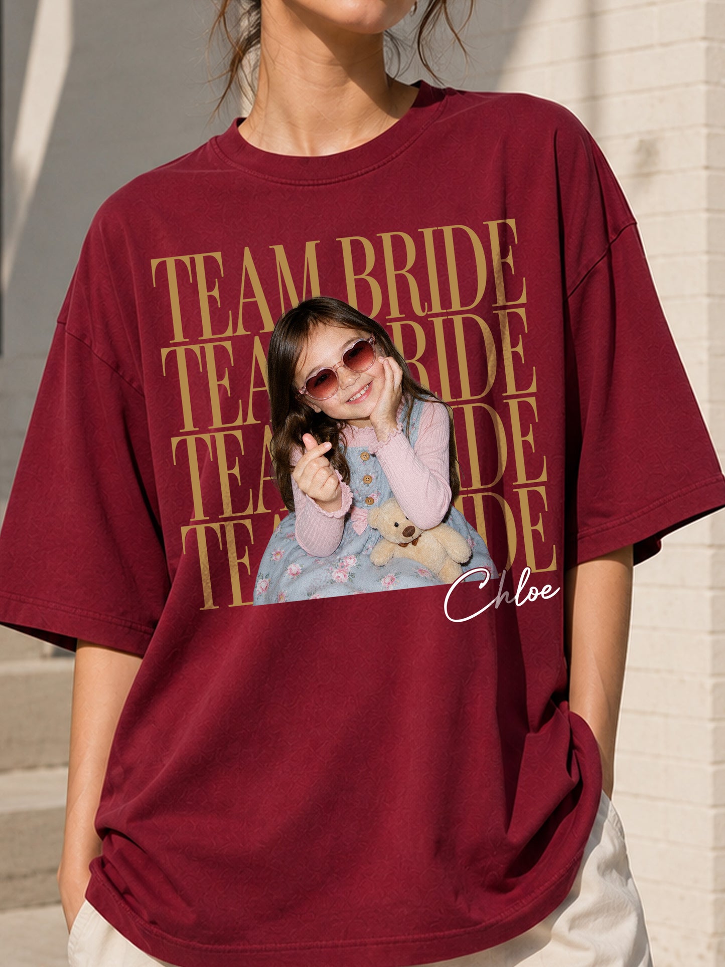 Custom Team Bride Shirt with Personalized Childhood Photo, Bachelorette Party Tee, Bride Squad Gift, Bridal Shower Shirt, Funny Bridesmaid Keepsake