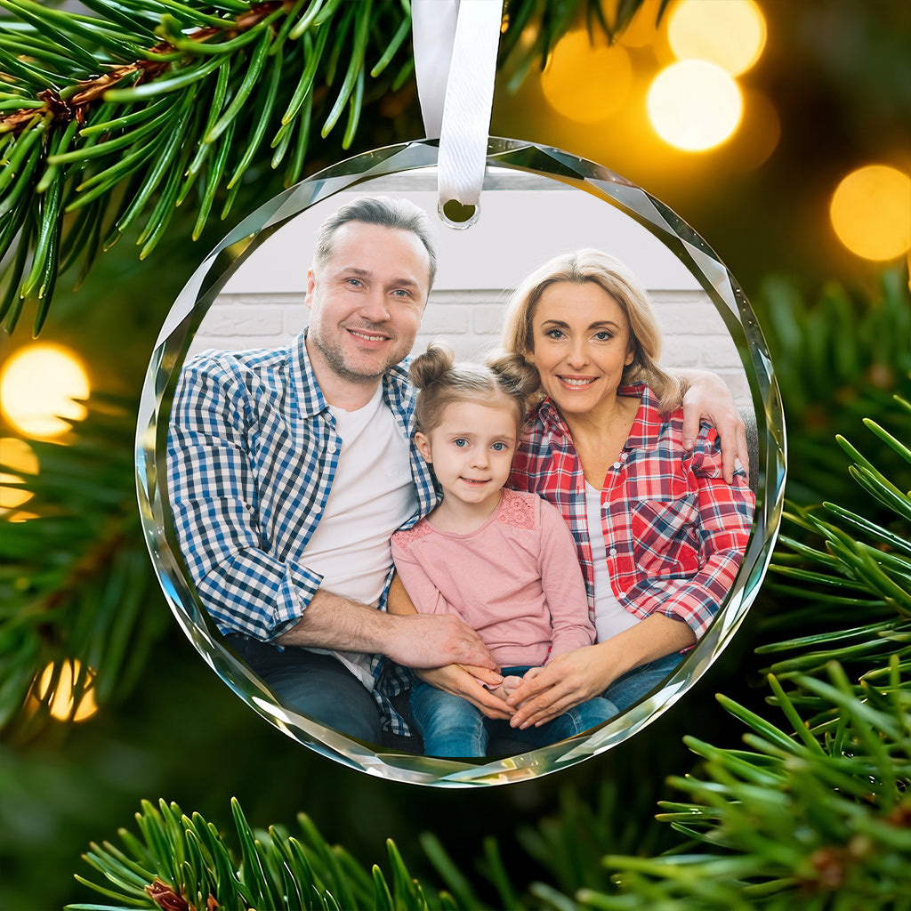 Personalized Family Photo Crystal Ornament, Custom Glass Christmas Ornament, Family Name Ornament, Christmas Keepsake, Family Gift 2026
