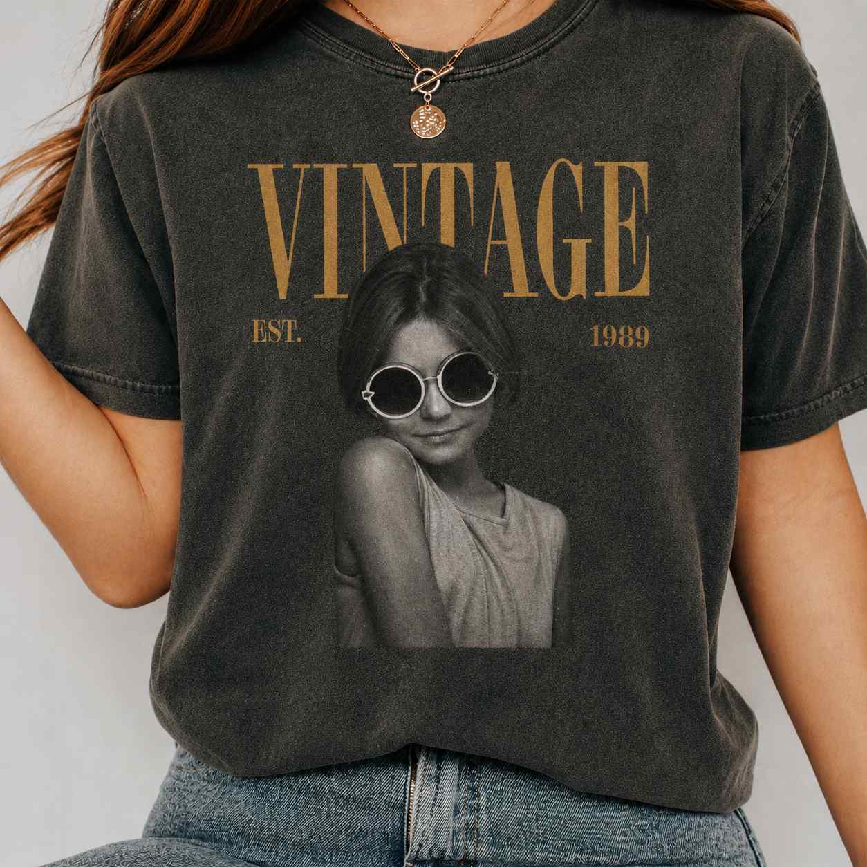 Personalized custom photo vintage aesthetic comfort tee with customizable established year high quality
