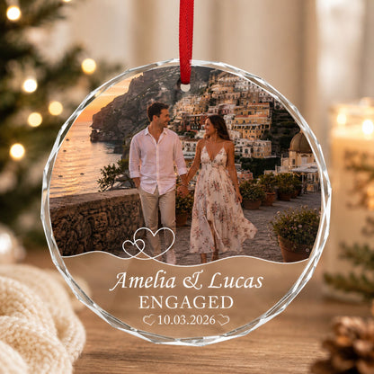 Personalized Engagement Photo Ornament, Custom Couple Picture Ornament, Engaged Christmas Keepsake, Proposal Gift for Couple, Future Mr & Mrs Gift
