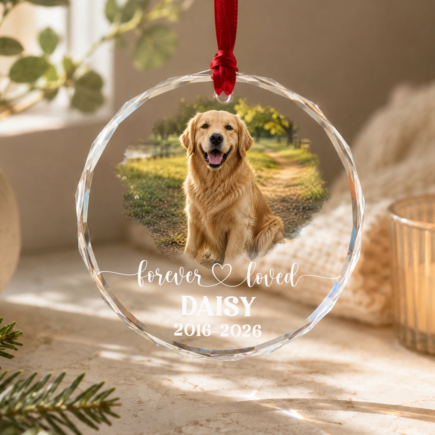 Personalized Pet Memorial Photo Ornament, Custom Dog Memorial Ornament, Pet Loss Sympathy Gift, Forever Loved Pet Keepsake, Christmas Gift