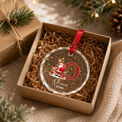 Personalized Kids Christmas Ornament, Custom Name & Monogram Glass Ornament, Santa Elf Reindeer Snowman Keepsake, Christmas Gift for Kids