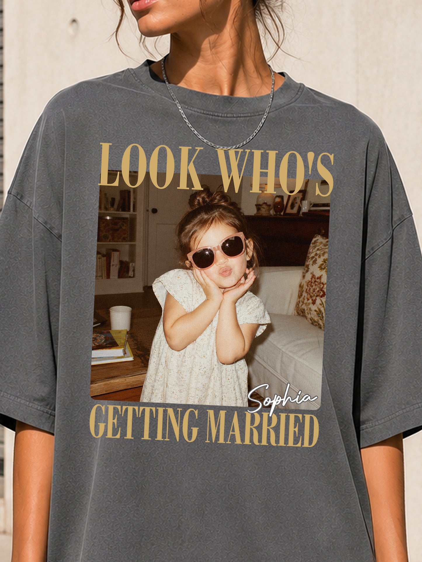 Look Who's Getting Married Shirt, Personalized Bride Photo & Name Tee, Custom Wedding Shirt, Bridal Shower Gift, Bachelorette Party Shirt