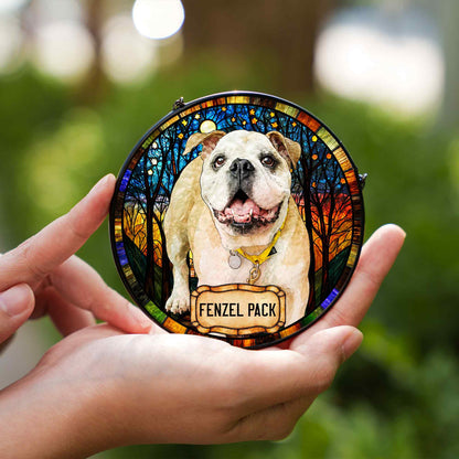 Personalized Dog Portrait Stained Glass Suncatcher, Custom Pet Memorial Cat Loss Keepsake, Pet Loss Gift