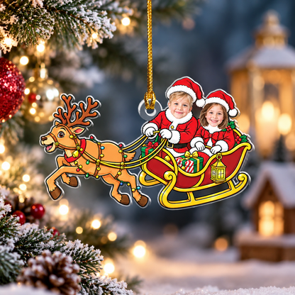 Personalized Funny Santa & Elf Couple Ornament, Custom Face Photo Christmas Acrylic Ornament, Christmas Gift for Couples