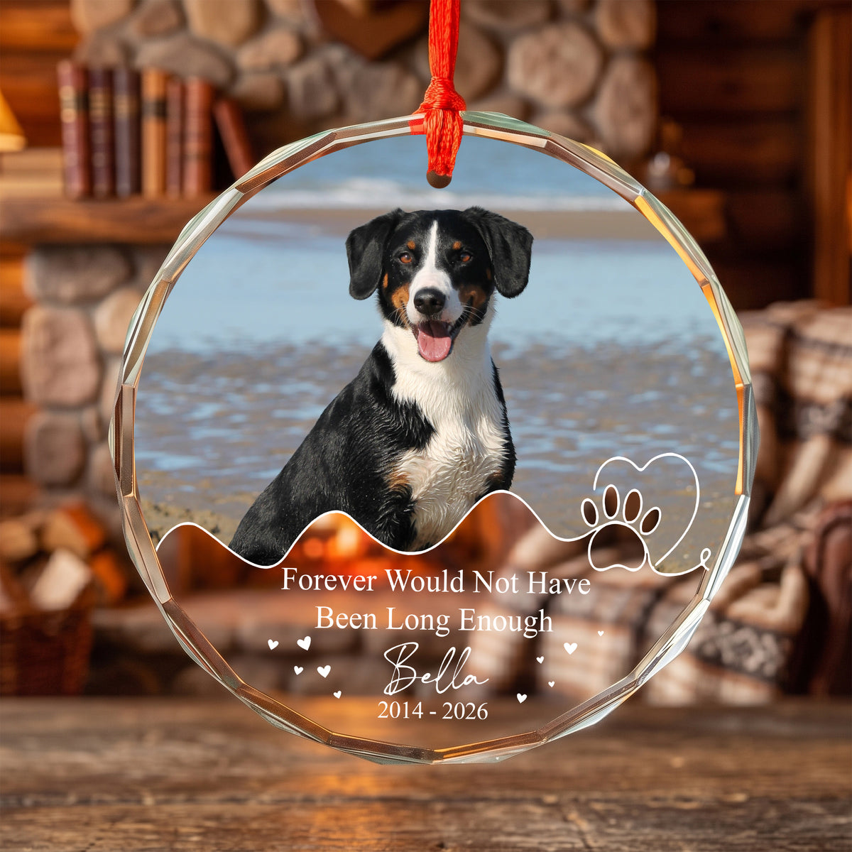 Personalized Pet Memorial Crystal Ornament, 2 Sides Printed Custom Dog Photo Glass Ornament, Pet Loss Gift, Dog Remembrance Keepsake