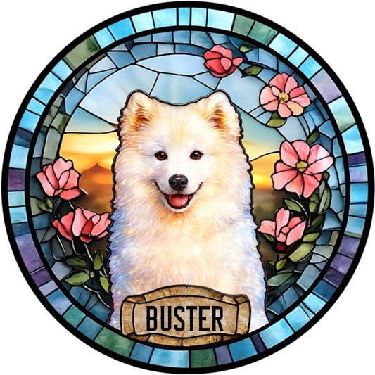 Personalized Dog Portrait Stained Glass Suncatcher, Custom Pet Memorial Stained Glass Photo Suncatcher, Dog Loss Keepsake, Pet Loss Gift