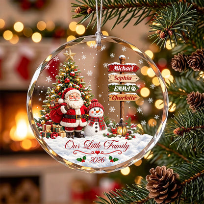 Personalized Family Christmas Ornament 2026 – Custom Names Santa & Snowman Christmas Tree Decoration, Family Keepsake Gift