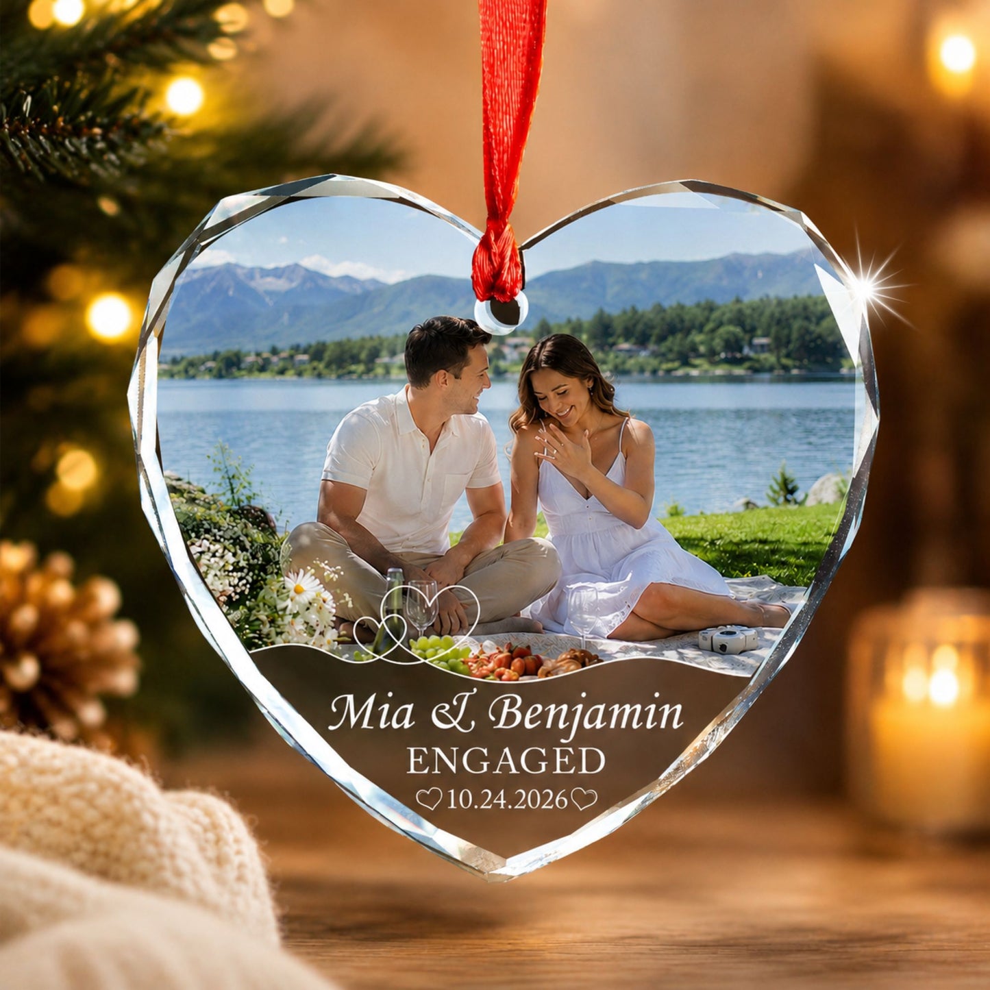 Personalized Engagement Photo Ornament, Custom Couple Picture Ornament, Engaged Christmas Keepsake, Proposal Gift for Couple, Future Mr & Mrs Gift