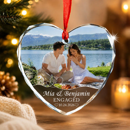 Personalized Engagement Photo Ornament, Custom Couple Picture Ornament, Engaged Christmas Keepsake, Proposal Gift for Couple, Future Mr & Mrs Gift