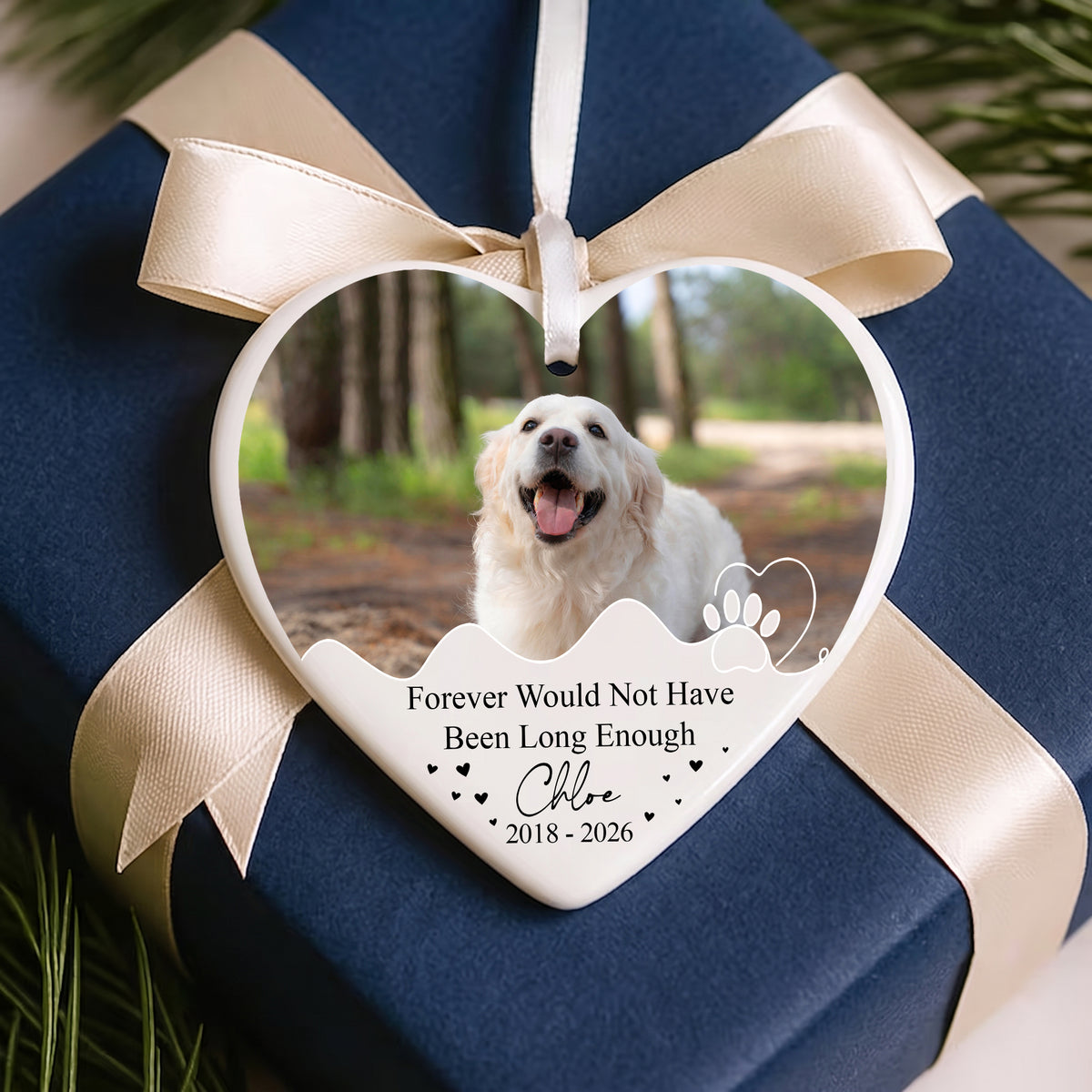 Personalized Pet Memorial Crystal Ornament, 2 Sides Printed Custom Dog Photo Glass Ornament, Pet Loss Gift, Dog Remembrance Keepsake