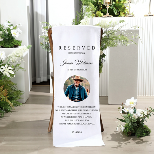 Memorial Wedding Chair Sign, Reserved Banner for Loved Ones, In Loving Memory Sign, Ceremony Tribute, Wedding Aisle Decor, Rustic Accent