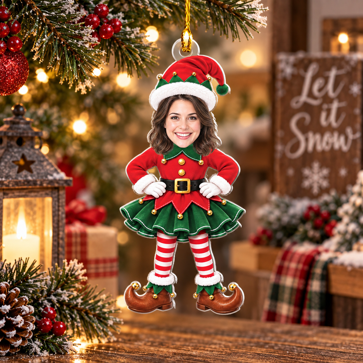 Personalized Photo Christmas Ornament, Custom Face Christmas Character Ornament, Santa Elf Snowman Gingerbread Xmas Tree Decor