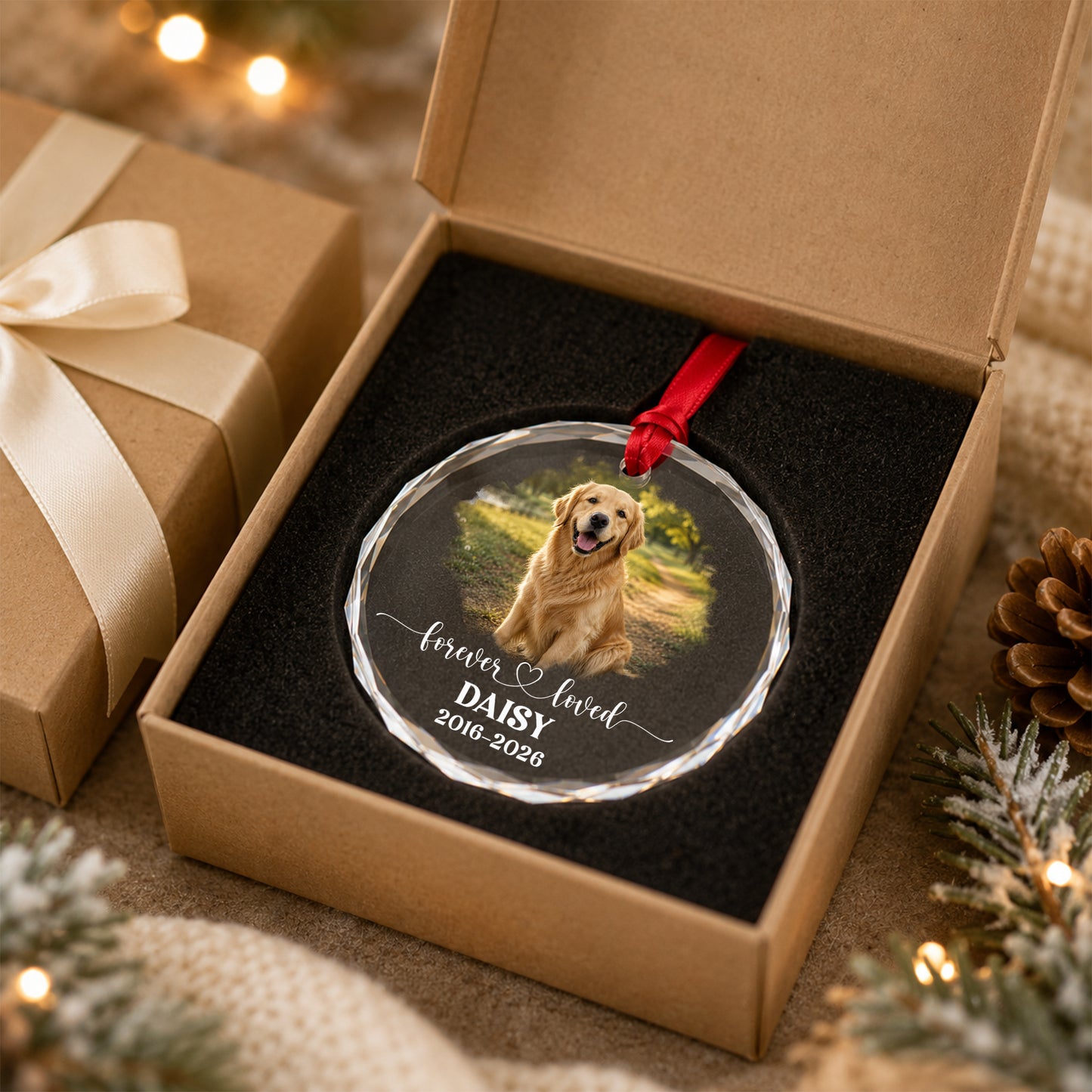 Personalized Pet Memorial Photo Ornament, Custom Dog Memorial Ornament, Pet Loss Sympathy Gift, Forever Loved Pet Keepsake, Christmas Gift