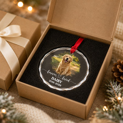 Personalized Pet Memorial Photo Ornament, Custom Dog Memorial Ornament, Pet Loss Sympathy Gift, Forever Loved Pet Keepsake, Christmas Gift