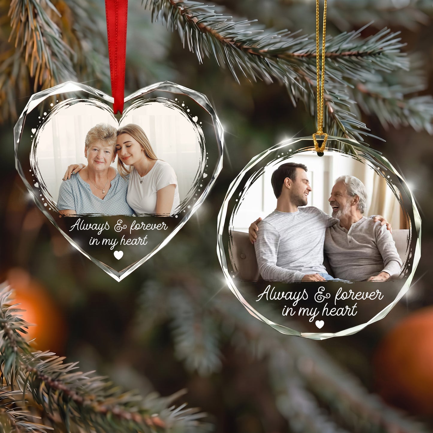 Personalized Memorial Photo Crystal Ornament, 2 Sides Printed Custom Glass Christmas Ornament, Loss of Loved One Gift, Remembrance Keepsake, Sympathy Gift