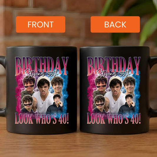 Custom funny bootleg rap tee style mug personalized with your uploaded photos