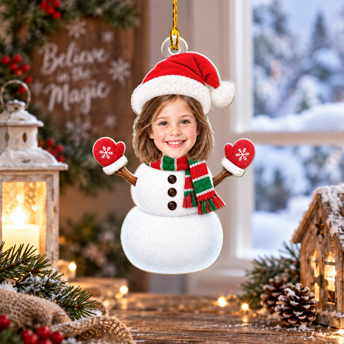 Personalized Photo Christmas Ornament, Custom Face Christmas Character Ornament, Santa Elf Snowman Gingerbread Xmas Tree Decor