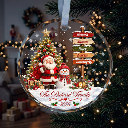 Personalized Family Christmas Ornament 2026 – Custom Names Santa & Snowman Christmas Tree Decoration, Family Keepsake Gift