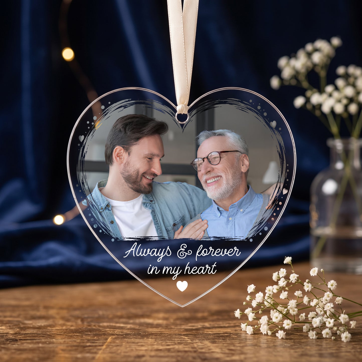 Personalized Memorial Photo Crystal Ornament, 2 Sides Printed Custom Glass Christmas Ornament, Loss of Loved One Gift, Remembrance Keepsake, Sympathy Gift
