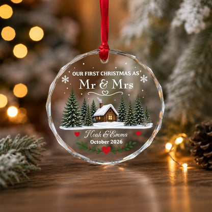 Personalized First Christmas Married Ornament, Custom Mr & Mrs Christmas Ornament, Newlywed Couple Keepsake, Wedding Gift for Husband Wife
