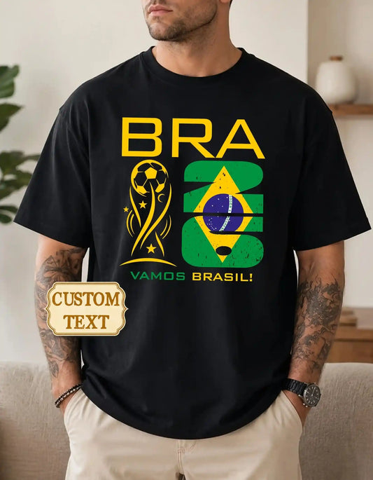 Brasil world cup 2026 custom text comfort colors football shirt for fans