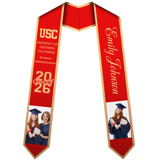 Personalized Photo Graduation Stole Class of 2026 Custom Name Graduation Sash Unique Senior Gift