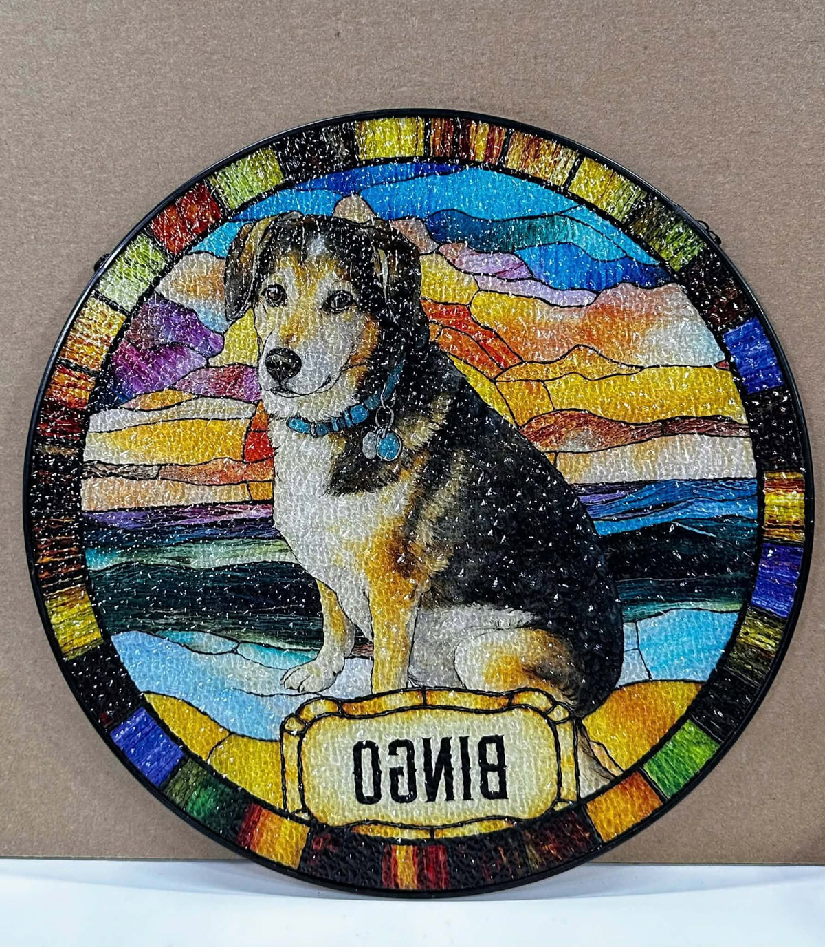 Personalized Dog Portrait Stained Glass Suncatcher, Custom Pet Memorial Cat Loss Keepsake, Pet Loss Gift