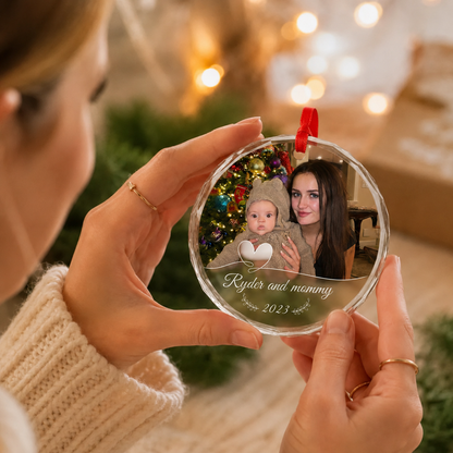 Personalized Family Photo Crystal Ornament, Custom Glass Christmas Ornament, Family Name Ornament, Christmas Keepsake, Family Gift 2026