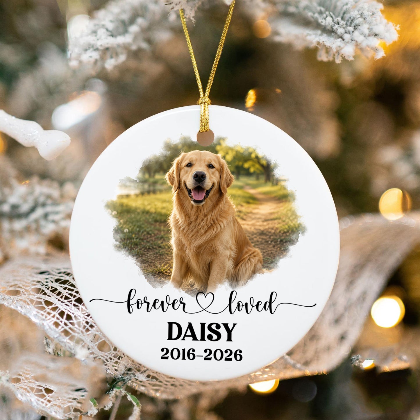 Personalized Pet Memorial Photo Ornament, Custom Dog Memorial Ornament, Pet Loss Sympathy Gift, Forever Loved Pet Keepsake, Christmas Gift