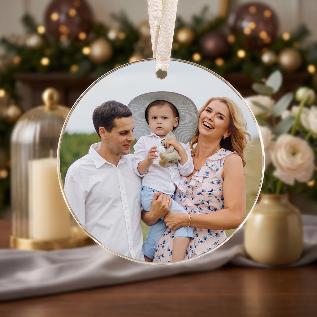 Personalized Family Photo Crystal Ornament, Custom Glass Christmas Ornament, Family Name Ornament, Christmas Keepsake, Family Gift 2026