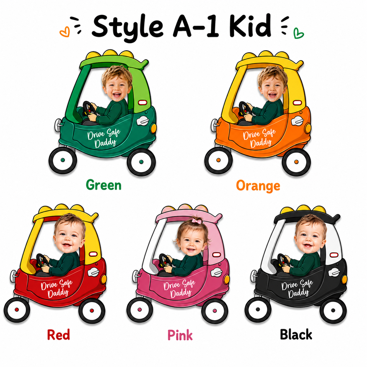 Personalized 1-4 Kids Photo Car Hanger, Drive Safe Daddy Car Ornament, Custom Baby Photo Acrylic Charm, Daddy Gift, Gift for Husband