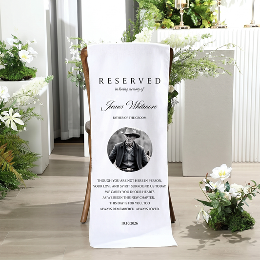 Memorial Wedding Chair Sign, Reserved Banner for Loved Ones, In Loving Memory Sign, Ceremony Tribute, Wedding Aisle Decor, Rustic Accent