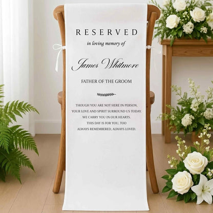 Memorial Wedding Chair Sign, Reserved Banner for Loved Ones, In Loving Memory Sign, Ceremony Tribute, Wedding Aisle Decor, Rustic Accent