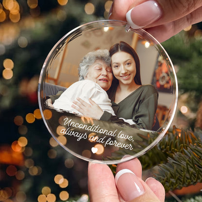 Personalized Memorial Photo Crystal Ornament, 2 Sides Printed Custom Glass Christmas Ornament, Loss of Loved One Gift, Remembrance Keepsake, Sympathy Gift