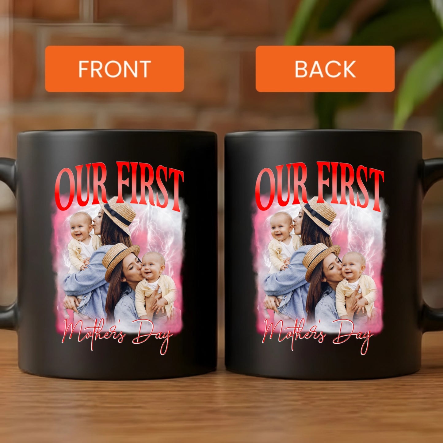 Custom bootleg first Mother's Day photo personalized ceramic mug