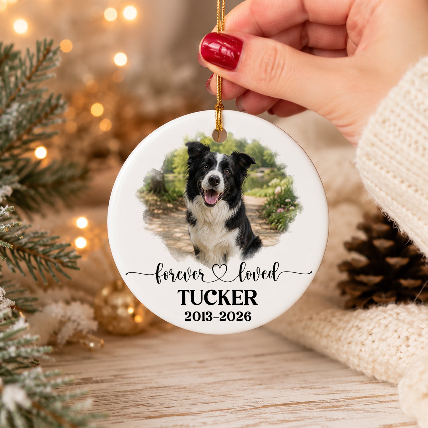 Personalized Pet Memorial Photo Ornament, Custom Dog Memorial Ornament, Pet Loss Sympathy Gift, Forever Loved Pet Keepsake, Christmas Gift