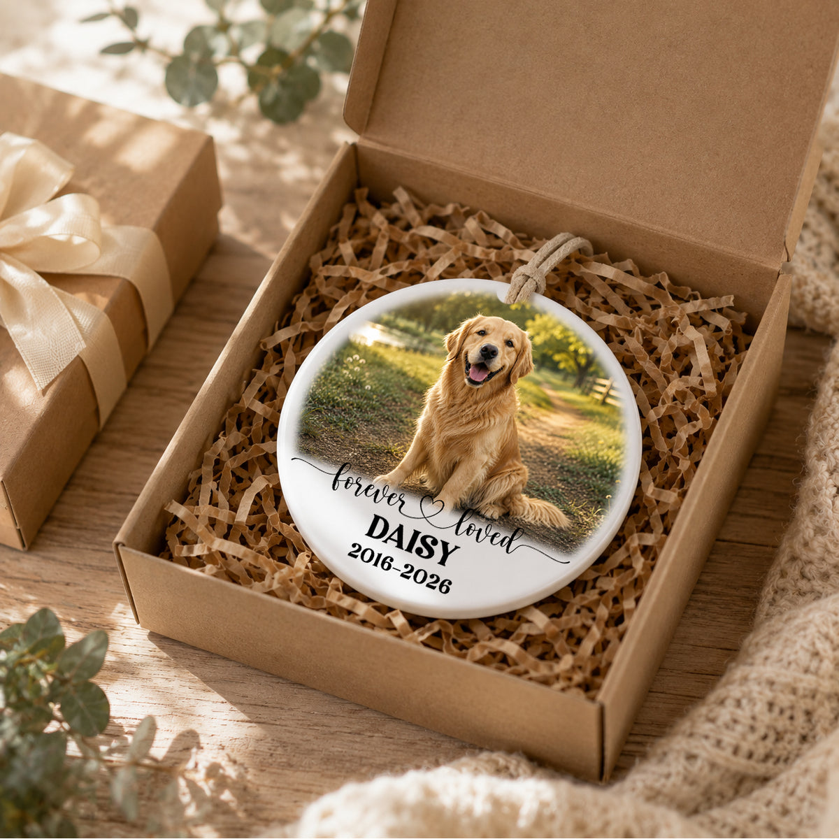 Personalized Pet Memorial Photo Ornament, Custom 2-Sided Printed Dog Memorial Ornament, Pet Loss Sympathy Gift, Forever Loved Pet Keepsake, Christmas Gift