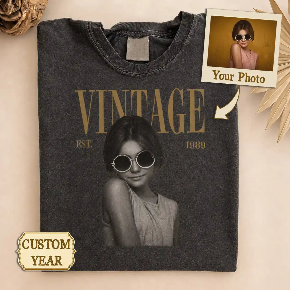 Personalized custom photo vintage aesthetic comfort tee with customizable established year high quality