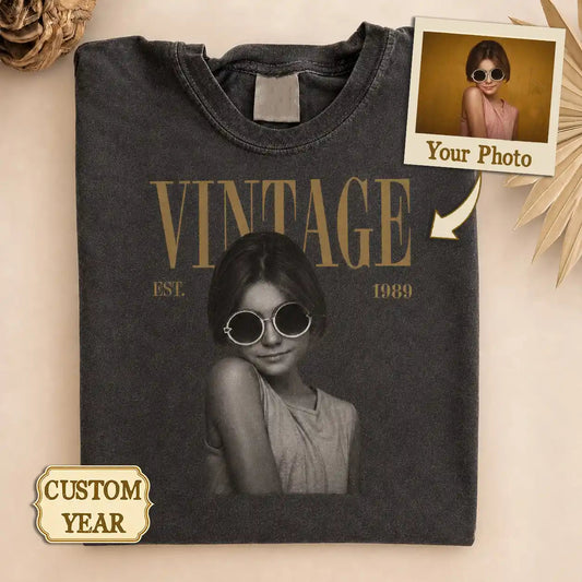 Personalized custom photo vintage aesthetic comfort tee with customizable established year high quality