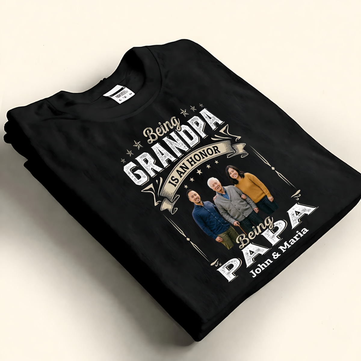 Custom grandpa and papa photo shirt with grandkids names, personalized gift for grandfather.