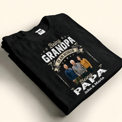 Custom grandpa and papa photo shirt with grandkids names, personalized gift for grandfather.