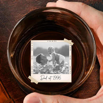 Custom photo dad est whiskey glass, personalized portrait grandpa gift, new dad glass, gifts for him