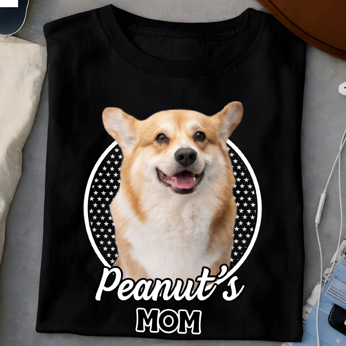 Custom pet photo and name shirt, personalized gift for dog and cat lovers.