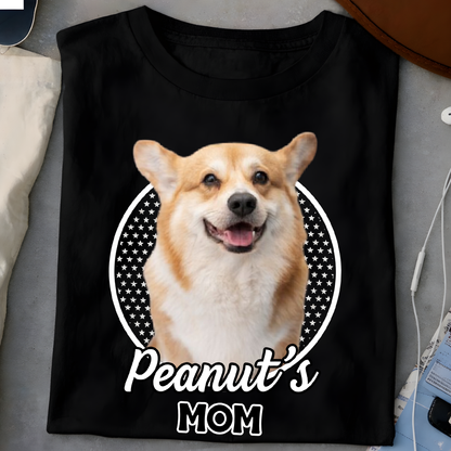 Custom pet photo and name shirt, personalized gift for dog and cat lovers.