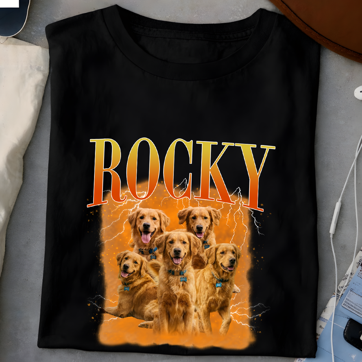 Custom pet portrait bootleg t-shirt personalized vintage 90s rap style shirt for pet lovers