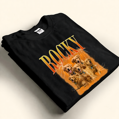 Custom pet portrait bootleg t-shirt personalized vintage 90s rap style shirt for pet lovers